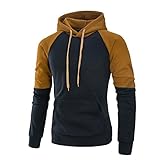MOONCOLOUR Mens Contrast Color Pullover Fleece Hoodie Cozy Sport Outwear