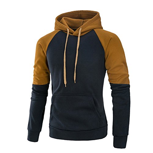 Mooncolour Mens Contrast Color Pullover Fleece Hoodie Cozy Sport Outwear #TOP8