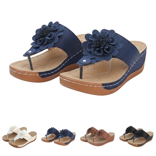 Chaussures d’été bout ouvert avec compensé et fleur 3D