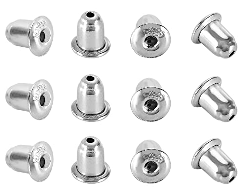 6Pairs/12Pcs Authentic 925 Sterling Silver Earring Backs for Studs Hypoallergenic Safety Secure Post Locking Replacements Heavy Earring Support Back Stoppers Closed Earing Backings Nickel Free