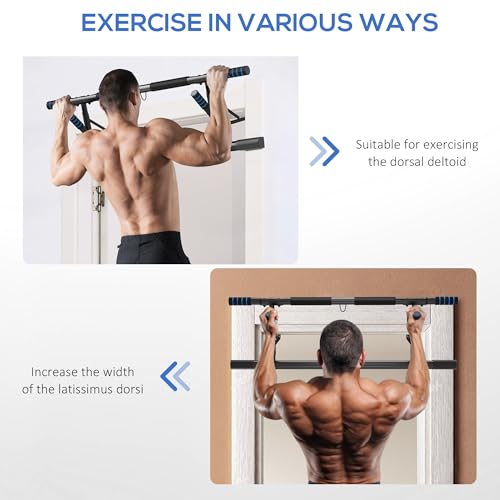 SPORTNOW Doorway Pull-Up Bar, No-Drilling Chin-Up Bar, Push-Up Stand with Resistance Bands, Padded Handles for Home Gym Exercise - Image 4