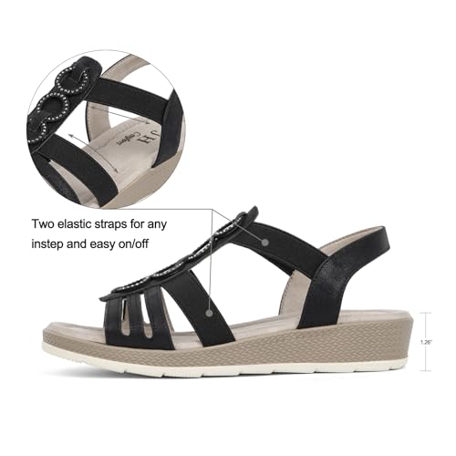 Image of VJH confort Women's Flat Sandals, Comfort Slip-on Elastic Ankle Strap Slingback Light Weight Casual Walking Sandals