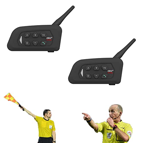 Image of MIMIRACLE Referee Headset, Type C, Referee Communication System with Headset Earphone, Simple Pairing Bluetooth Intercom for Football Soccer Handball -2 Pack
