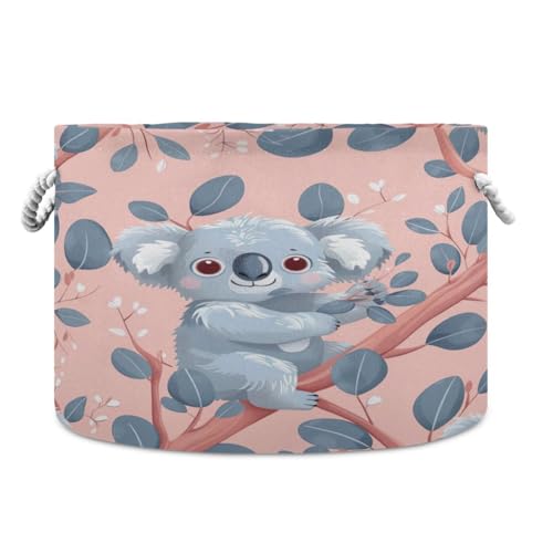 Jihqo Cute Tree Koala Storage Basket Cotton Rope Baskets for Closet Fabric Laundry Baskets with Handle for Toy Home Office Room Organizer