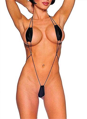 Completo Sexy Donna Lingerie Reggiseno a Fascia Sling Shot Lucido Metallizzato Micro Mini Natura Selvaggia Bikini