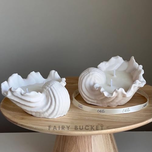 Image of Fairy Bucket Seashell Scented Candle - Aesthetic Shell Decorative Aroma Candle for Home Decor, Bedroom & Living Room - Luxury Fragrance Candle for Relaxation, Spa & Gift (Conch Shell)
