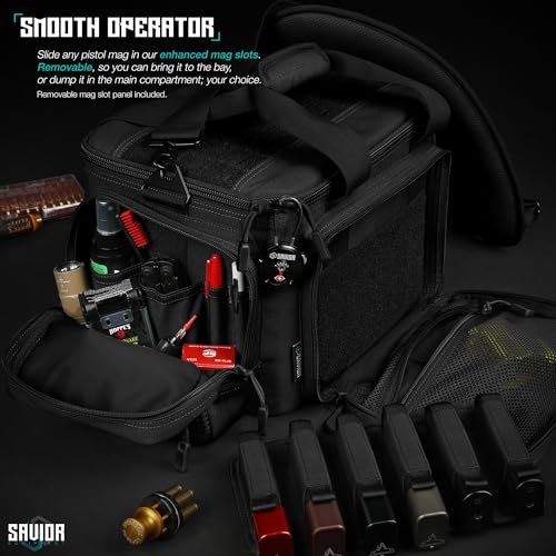 Savior Equipment Specialist Series Tactical Triple Pistol Shooting Range Hunting Duffle Bag Gun Carrying Case, Rigid Compartment Frame, Lockable Zippers, 3 Handgun Sleeves & Shoulder Strap Included - Thumbnail 4