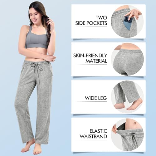 Stanpetix Sweatpants Women Wide Leg Joggers with Pockets DeepGrey Large - 2