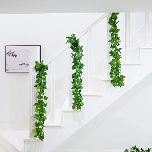 Xihy Fake Vines For Decoration 36 Strands 250Ft,Artificial Ivy Garland Fake Ivy Vines Greenery Leaf For Room Decor Wedding Party Home Garden Wall Vines Fake Hanging Plants Leaves (Grape Vines) #TOP2