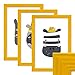 Produktbild PHOTOLINI 3er Set Bilderrahmen Gelb 21x30 cm/DIN A4 Massivholz mit Acrylglasscheibe/Fotorahmen/Wechselrahmen