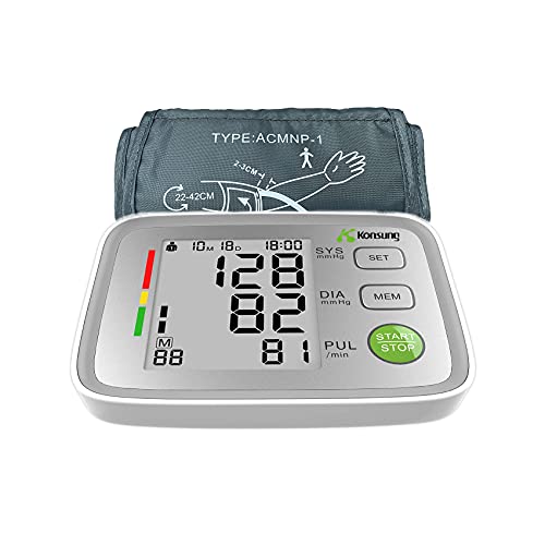 Konsung Tensiomètre Bras Electronique, Tensiomètre Bras Professionnel, Détection de Pulsations Cardiaques, Grand écran LCD con Mode Double Utilisateur y 180 Mémoires Cover