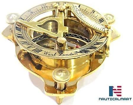 NauticalMart 3.5" Sundial Compass - Solid Brass Sun Dial