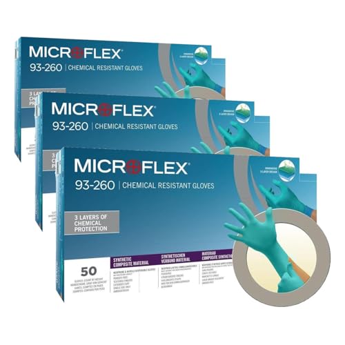 Gants jetables protection chimique Ansell Microflex vert taille M liquide et solvant