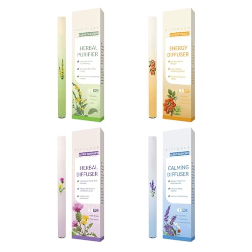 4PCS Upgraded Herbal Diffuser Pen,Dual-Action Herbal Purifier Pens for Sleep Support,Lung Cleansing and Breathing Support,Plant-Based Aromatherapy Pen,Pocket-Sized Design
