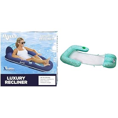 Aqua Luxury Water Pool Lounge Extra Large Inflatable Pool Floats for Adults with Headrest, Backrest, Footrest & Cupholder Multiple Colors/Styles