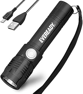 Eveready Rechargeable Torch, Super Bright Flashlight, Light Weight, Water and Impact Resistant, Ideal for Camping, Micro USB Charging Cable Included