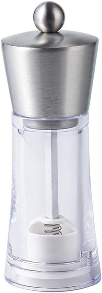 Pepper Grinder, Stainless Steel Seasoning Bottle, Transparent Kitchen Tool for Home Cooking