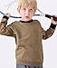 GFQLONG 3 Pack Toddler Boy Crewneck Sweatshirt Kids Lightweight Cotton Long Sleeve Shirts Fall Fashion Pullover Tops Clothes,Wine+Dark Green+Khaki, 3T-4T