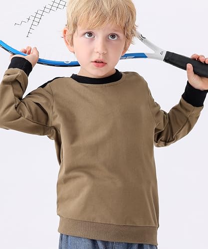 Image of GFQLONG 3 Pack Toddler Boy Girl Cotton Crewneck Sweatshirt Kids Lightweight Long Sleeves with Stripe Fall Fashion Tops