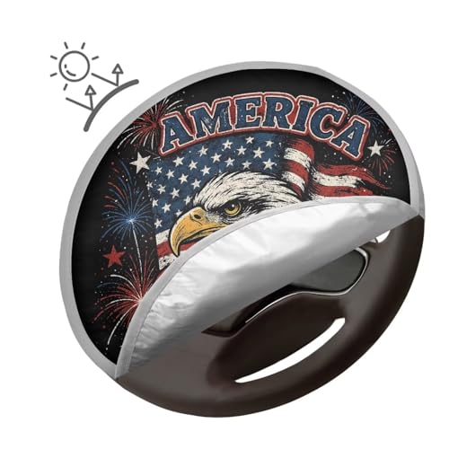 Image of Steering Wheel Cover Protector for Blocking Sun & Heat American 250 Years 1776-2026 Car Steering Wheel Cover Sun Shade Universal Car Accessories for Cars Truck SUV