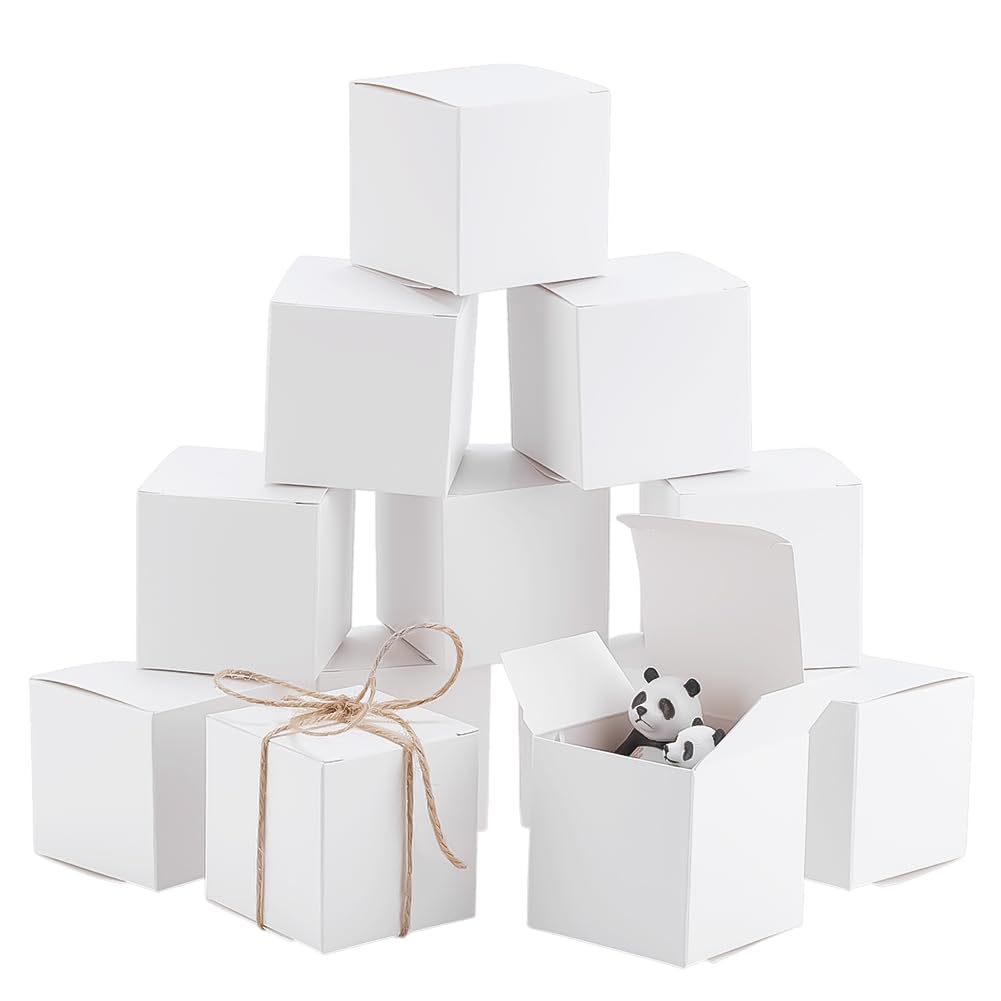 PH PandaHall 30 mini scatole regalo bianche quadrate da 6 cm con coperchio per occasioni multiuso