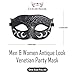 Masquerade Mask for Men - Antique Venetian Style Mask for Party, Halloween, Masquerade Ball, Prom & Homecoming - Mask for Special Occasions (Antique/Black/Silver)