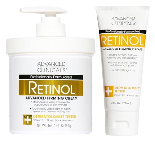 Advanced Clinicals Retinol Body Lotion & Face Moisturizer | Anti Aging Skin Care Retinol Body Cream For Women & Men Improves Appearance Of Fine Lines, Wrinkles, & Look Of Crepey Skin, W/Travel Size