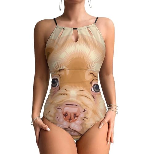 Maillots de bain une pièce femme effet ventre plat motif chien fantaisie