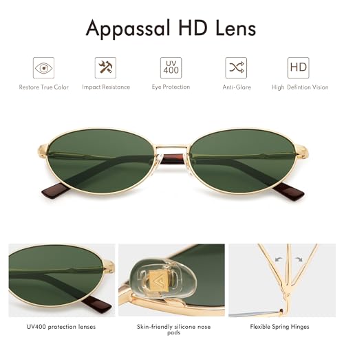 Retro Oval Sunglasses for Women Mens with Spring Hinge Sunnies AP3696