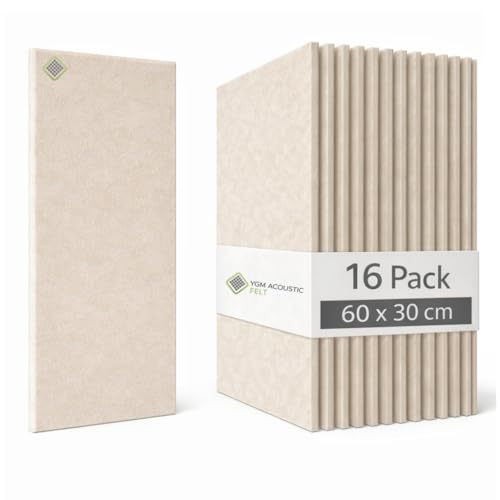 Image of YGM Acoustic Foams Luxury PET Felt Acoustic Self Adhesive Panels, 10 MM Thick, Sound Absorbing Panels for Wall | Room Noise Reducer & Sound Dampening (Beige, 1x2 Foot - 16 Panels)