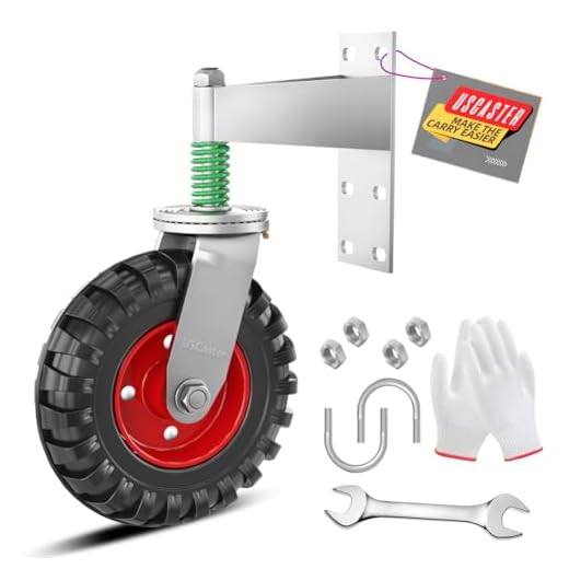 Uscaster Gate Wheel 8inch Fence Gate Wheels for Metal Tube Gate 600lb Capacity 360 Degree Rotation Spring-Loaded Heavy Duty Gate Caster with Screws & Screwdriver