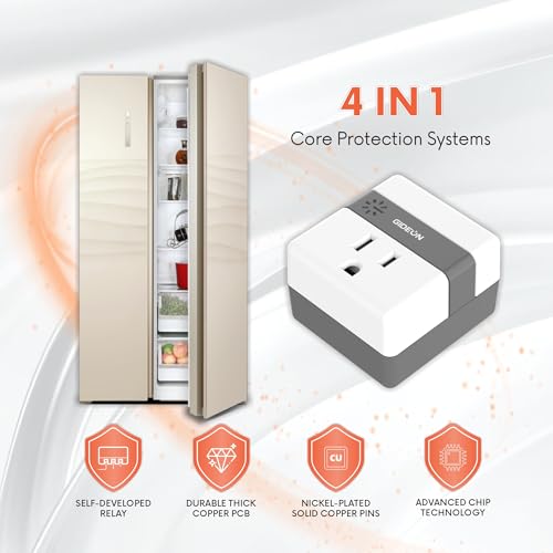 GIDEON Protecteur de pression à sortie unique, réfrigérateur 120V, 525J Protection contre les surtensions/sous tension, 15A 1800W Plug mural pour réfrigérateur, TV, PC & Appareils ménagers