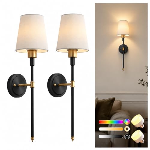 Image of Battery Operated Wall Sconce: Set of 2 Wireless Wall Light 12000mAh