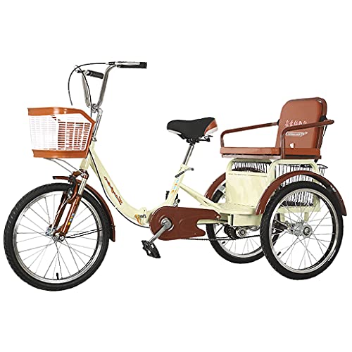 Vélo à Trois Roues, vélo Tricycle Adulte avec Panier à provisions 3 Roues vélo 20 Pouces Tricycle Pliable pour Les Personnes âgées Femmes Hommes trikes Loisirs Shopping vélo Cyclisme pédalage