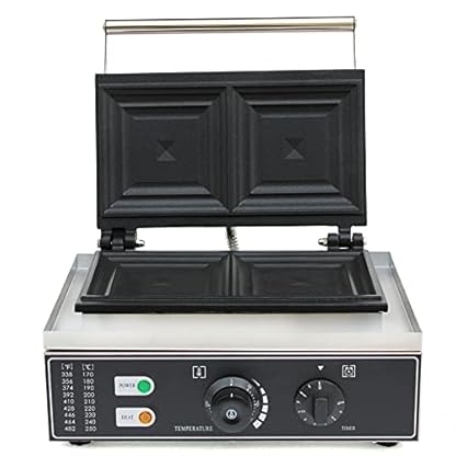 Sandwichmaker Sandwichtoaster Antihaftbeschichtete Platten Kontaktgrill Panini Maker mit Cool Touch-Griff 50-300℃ Einstellbar Temperatur und Timer – Bild 3