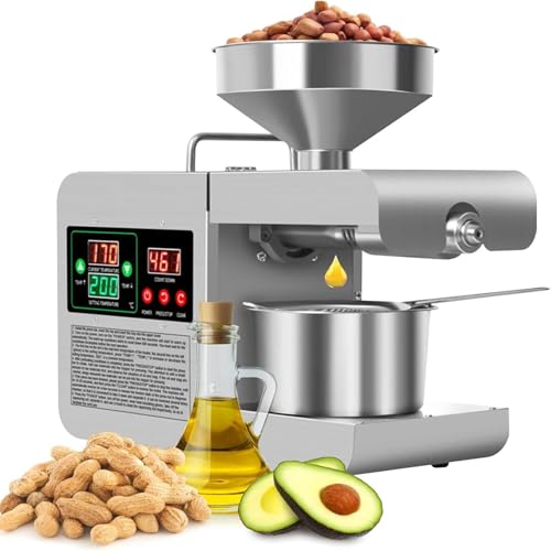 Prensa de aceite de acero inoxidable con control automático de temperatura para prensado en frío y caliente,para aceite de cacahuete,soja, colza, nueces,sésamo y almendras,uso doméstico y comercial