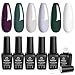 Beetles Snow Lake Gel Nail Polish Set - 6 Colors Green White Gel Polish Kit Nude Grey Nail Gel Polish Set, Soak Off UV LED Nail Gel Cured, 7.3ml Each Bottle Gel Nail Art Gifts Box