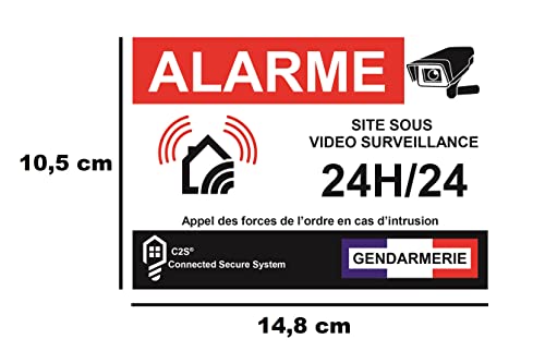 Set of 12 Home Protection Alarm Video Surveillance Stickers - 6 Large Stickers (14.8 x 10.5 cm) + 6 Small Stickers (8.5 x 5.5 cm) - Image 3