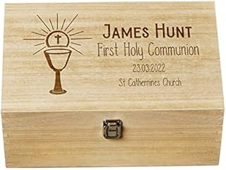 Personalised Communion Memory Keepsake Box With Holy Host