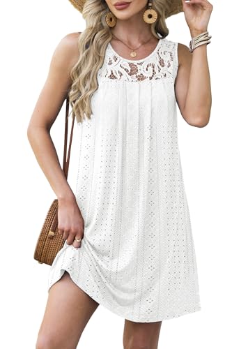 Image of BKRIVE Womens Lightweight Sleeveless Summer Dresses | Lace Yoke Neckline, Figure-Flattering for All Shapes - Ideal Beach Cover-Up & Hot-Weather Travel Essential