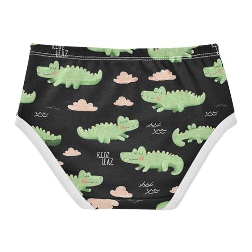 Wusikd Cute Crocodiles Girls' Underwear Cotton Clouds Green Girls Briefs Soft Toddler Underwear 2T2