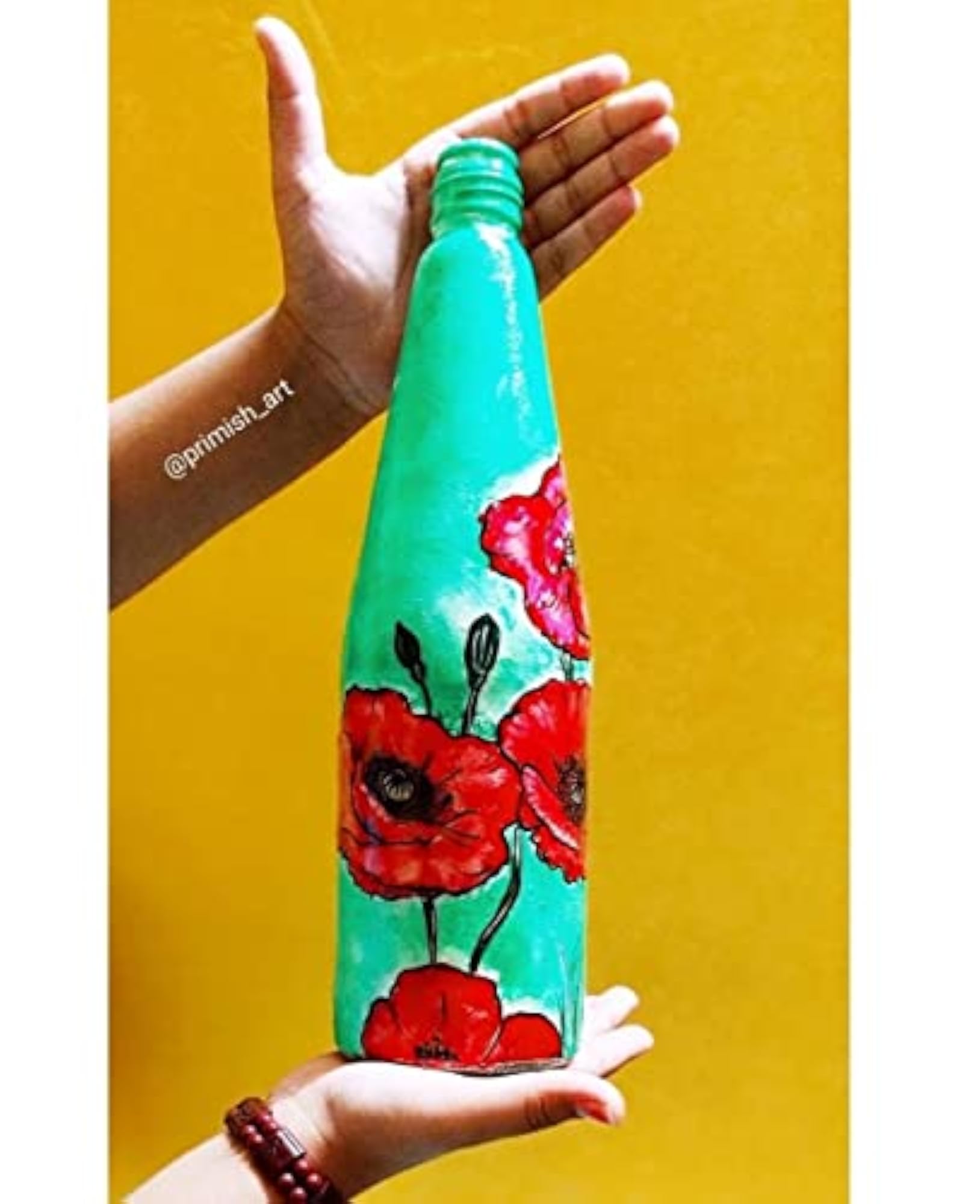 Decorative Hand Painted Glass Bottle for Home and Table Decoration