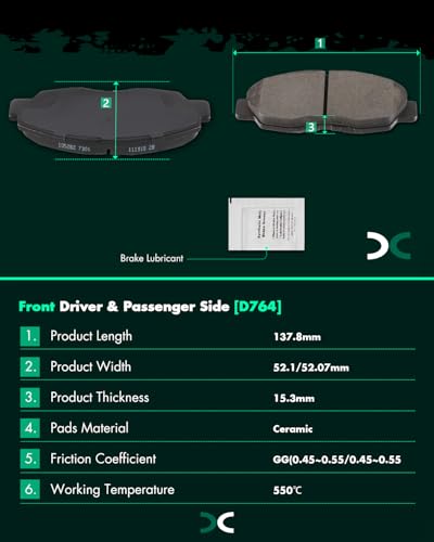 Image of Ceramic Pads Kits, D764 D537 SCITOO 8pcs Front Rear Brakes Pads Set Fit For Acura CL 1997-1999,For Acura EL 2001-2005,For Honda Civic 2002-2003 200-2011,For Honda For Accord 1991-2002