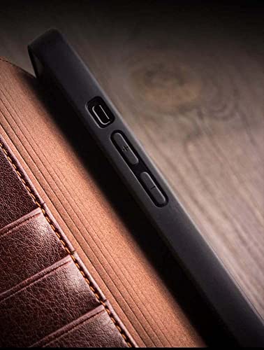 Béquille iPhone 13 Pro intégrée sur étui cuir noir avec porte-carte pour le quotidien
