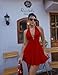 BEAGIMEG Women's Sexy Bodycon Sleeveless Halter Tie up Back Backless Deep V A-line Club Party Mini Dress red
