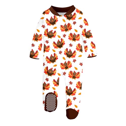 Image of uideazone Baby Girls Footed Pajamas Zip-Front One-Piece Sleeper Non-Slip Footie Cute Pattern Jumpsuit PJs 0-12 Month