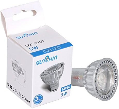 (Pack of 2, Daylight) Sunthin 5w GU10 Led Bulb, 50w Equivalent, Recessed Lighting, GU10 LED, LED Spotlight, 360lm, 45