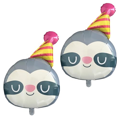 Image of Sloth Balloons Sloth Foil Birthday Balloons Animal Balloon 2pcs | Jungle Themed Balloon Kids Birthday Party Supplies Baby Shower Party Decoration