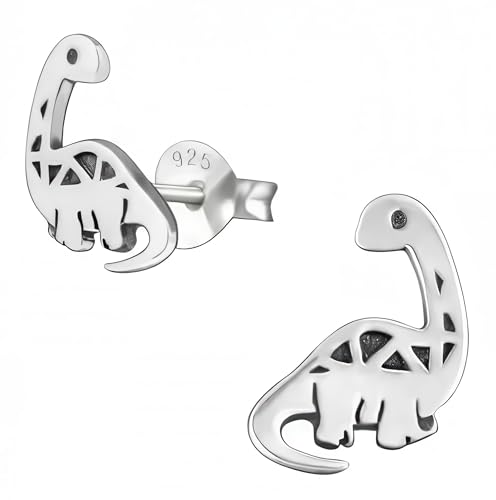 Dinosaur 925 Sterling Silver Stud Earrings, Dainty Piercing Jewelry