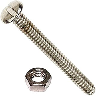 Merriway BH02521 (25 Pcs) Slotted Pan Head Machine Screws with Nuts, M3 x 50mm (1/8 inch x 2 inch) Bright Zinc Plated - Pack of 25 Pieces